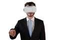 Businessman in black suit wearing vr glasses Royalty Free Stock Photo