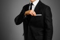 Businessman in a black suit, white shirt and tie. Studio shooting Royalty Free Stock Photo