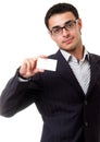 Businessman with blank business card