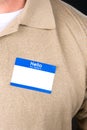 Businessman with a blank nametag