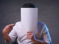 Businessman with Blank Paper Mask Covering His Face Royalty Free Stock Photo