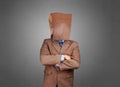 Businessman with Blank Paper Mask Covering His Face Royalty Free Stock Photo