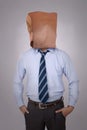 Businessman with Blank Paper Mask Covering His Face Royalty Free Stock Photo