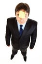 Businessman with blank sticky note on his forehead Royalty Free Stock Photo