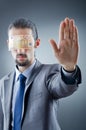 Businessman blinded with money Royalty Free Stock Photo