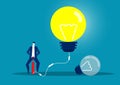 Businessman blowing Light bulb by air pump. concept.vector illustrator