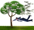 Businessman blown away from the money tree Royalty Free Stock Photo