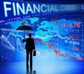 Businessman on Blue Financial Crisis Chart
