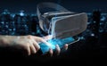 Businessman using virtual reality glasses technology 3D rendering Royalty Free Stock Photo