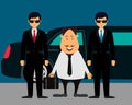 Businessman with bodyguards