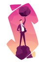 Businessman with boulder vector illustration. Stressed mans carry heavy stone in hands overwhelmed with problem or task Royalty Free Stock Photo