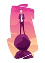 Businessman with boulder vector illustration. Stressed mans carry heavy stone in hands overwhelmed with problem or task Royalty Free Stock Photo