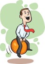 Businessman bouncing on space hopper