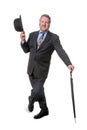 Businessman with bowler hat & brolly - on white Royalty Free Stock Photo