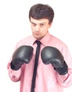 Businessman with boxing gloves.