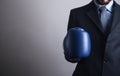 Businessman in boxing gloves. Business, Power, Sport