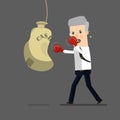 Businessman boxing, training. Business concept cartoon illustration Royalty Free Stock Photo