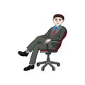 A businessman boy, man is sitting in an office chair.