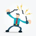 Businessman Break a Chain to Get a Freedom Royalty Free Stock Photo