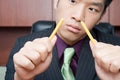 Businessman breaking pencil Royalty Free Stock Photo