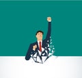 Businessman Breaking the wall. Business concept illustration. Royalty Free Stock Photo