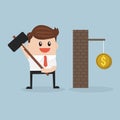 Businessman breaking wall with hammer. Royalty Free Stock Photo