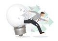 Businessman breakout from light bulb