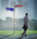 Businessman in Brexit concept - UK leaving EU