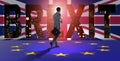 The businessman in brexit concept - uk leaving eu
