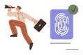 Businessman with Briefcase and Fingerprint Authentication for Digital Identity and Security Royalty Free Stock Photo