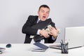 Businessman with a briefcase full of money in the hands Royalty Free Stock Photo