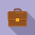 Businessman briefcase icon flat vector. Work bag