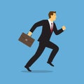Businessman with briefcase running forward, Business concept