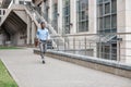 Businessman with briefcase running