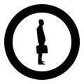 Businessman with briefcase standing Man with a business bag in his hand silhouesse icon black color illustration in circle round Royalty Free Stock Photo