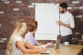 Businessman briefing over whiteboard to colleagues Royalty Free Stock Photo