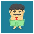 Businessman bring money in front his body. anti corruption. vector illustration