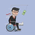 Businessman Broken Leg Chasing Money Color Illustration