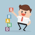 Businessman is building BRAND, vector illustion flat design style.