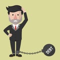 Businessman Burdened By Debt Ball Color Illustration