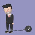 Businessman Burdened By Tax Ball Color Illustration