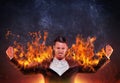 Businessman burning with anger Royalty Free Stock Photo