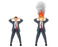 Businessman with burning head Royalty Free Stock Photo