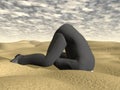 Businessman burying his head in the sand - 3D