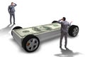 The businessman in the business concept with dollar car