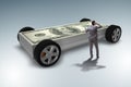 The businessman in the business concept with dollar car