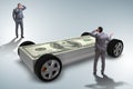 The businessman in the business concept with dollar car