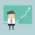 Businessman with business growing graph