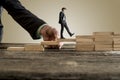 Businessman in business suit walking up steps Royalty Free Stock Photo