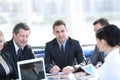 Businessman and business team working with documents Royalty Free Stock Photo